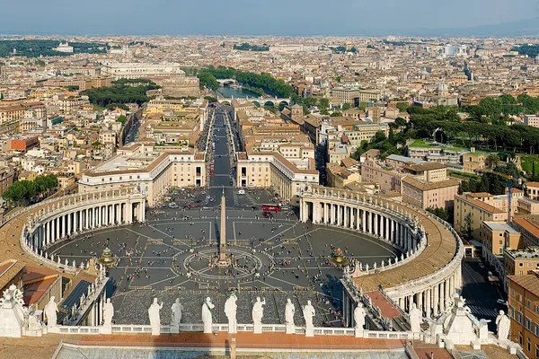 St Peter's Square and Bernini's colonnade seen from the dome of the basilica