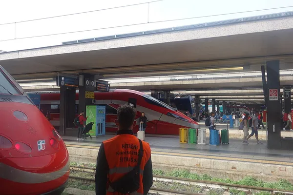 Trains at the platforms of Roma Termini station